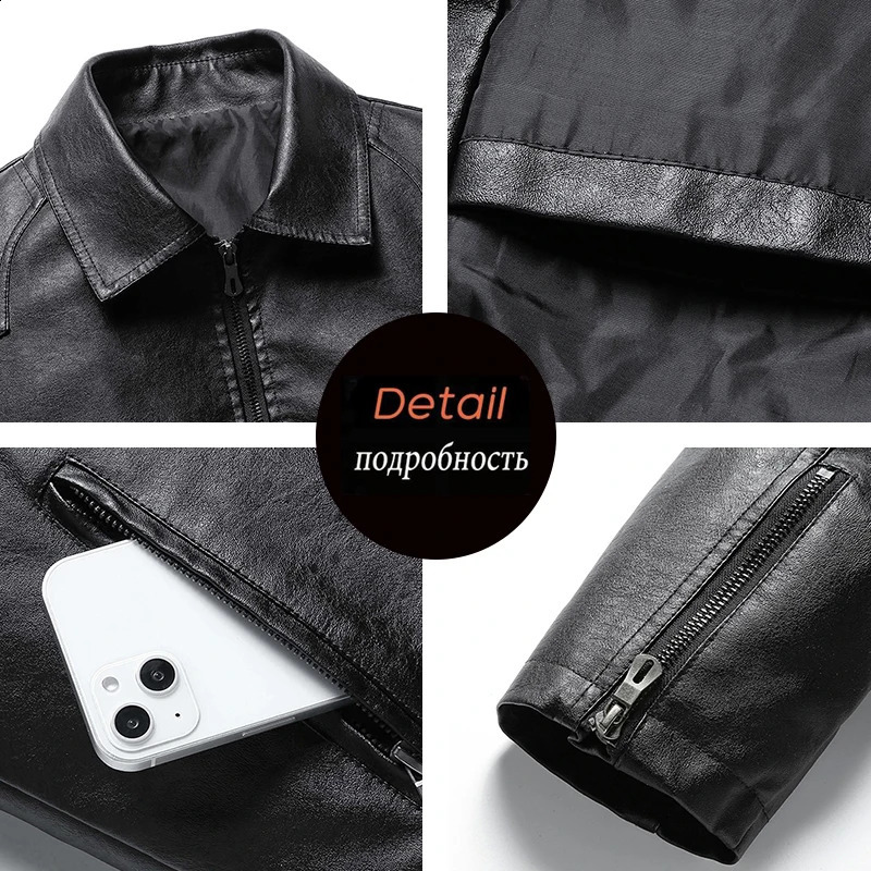 Spring Autumn Men Casual Motorcycle Biker Jacket Coats Mens Vintage Outwear Leather Man Fashion Male Plus Size 8XL 250109Z