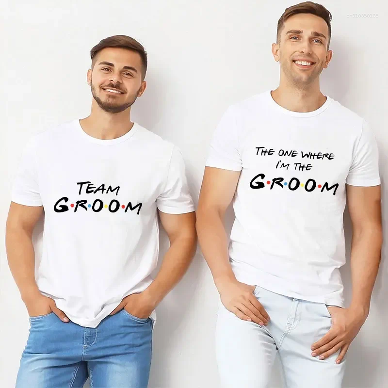 Men's T Shirts Team Groom Shirt Friends Stag Bachelor Party T-shirt Graphic Tee Husband Wedding Groomsman Clothes Male Tops Man Tshirt