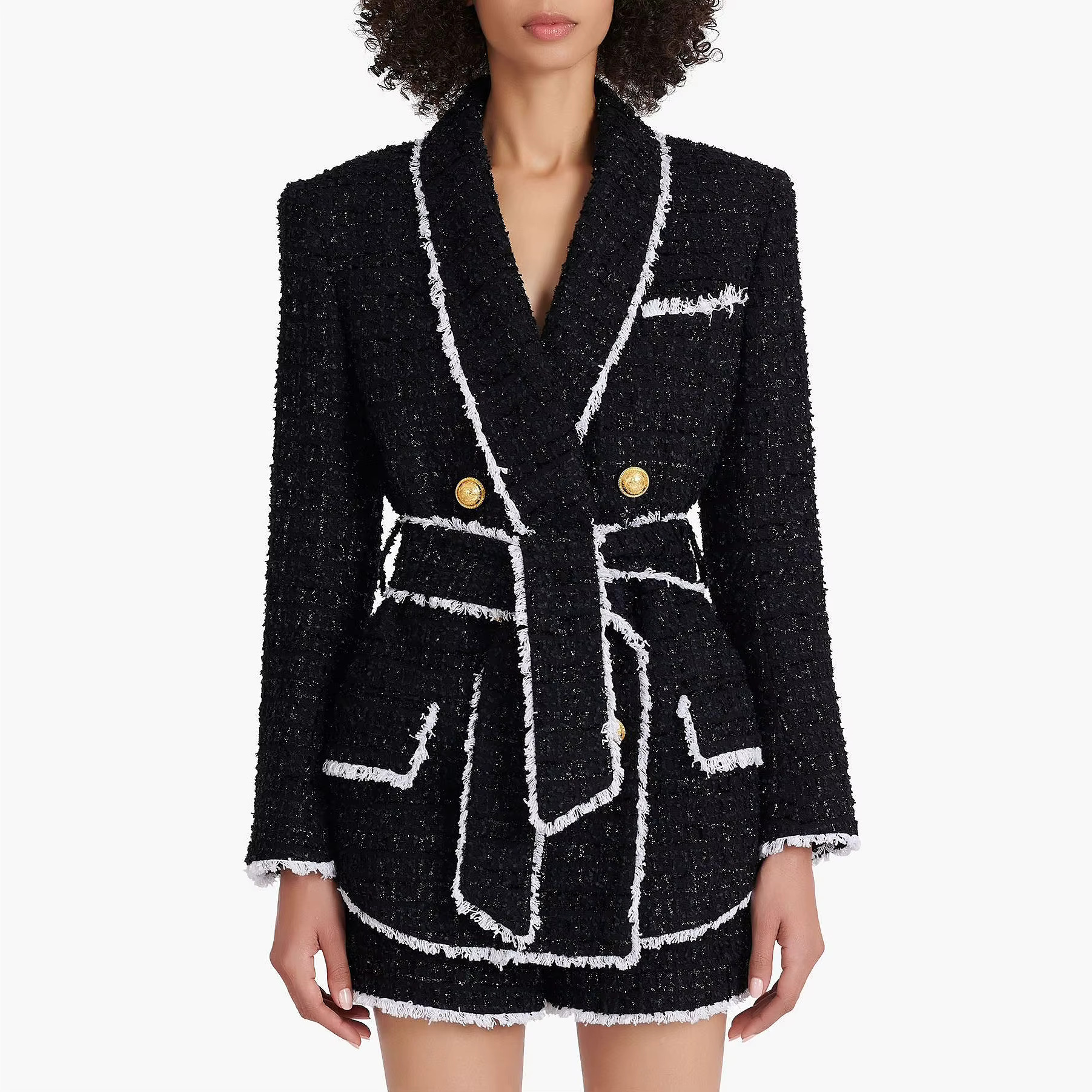 Spring And Autumn New High-End Women Tweed Waist Thin Foreign Trade Shorts Suit Women's Casual Blazers