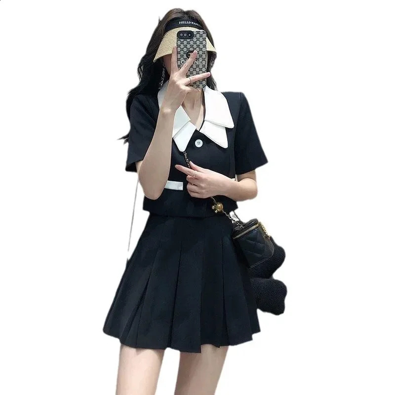 High-End Fashionable Korean Western-Style Suit Cropped Jacket Mini Dress Summer Salt-System Lightweight 2-Piece Set 250113