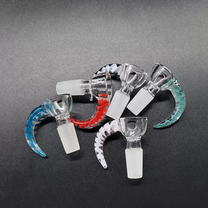 Ox Horn Stem Glass Bowl Smoking Accessories Colorful 14mm 18mm Male Tobacco Herb Dry Bowls