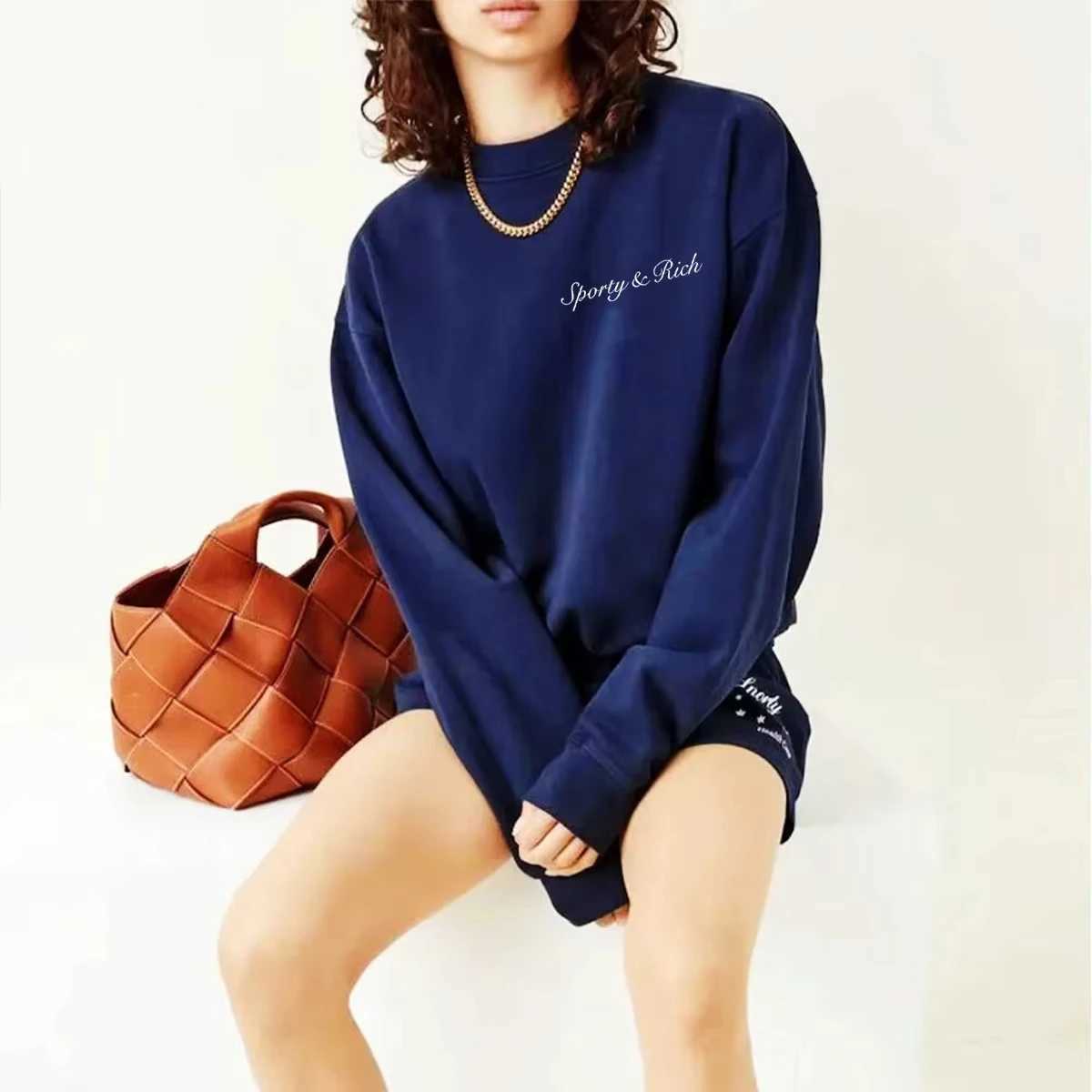 Sprot Make You Wellness Letters Printed Retro Cotton Crewneck Sweatshirt Women Oversized Casual Autumn Tops Ins Fashion JumpersC250205