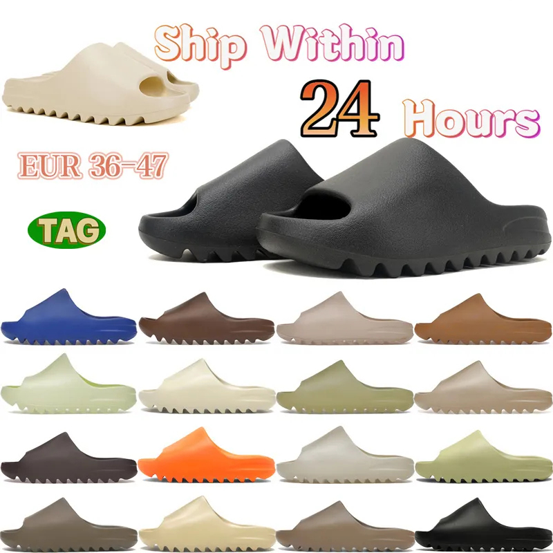 Designer Slides Men Women Slippers Onyx Bone Azure Flax Pure Restock Pair Ochre Glow Green Resin Soot Black Core Womens Mens Sandals Solid Classics Luxury Slipper