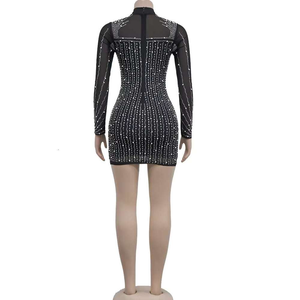 Beyprern Beautiful Crystal Embellished Fringed Mini Glam Womens Pearls Rhie Slim Short Party Dress Birthday Outfits R250205