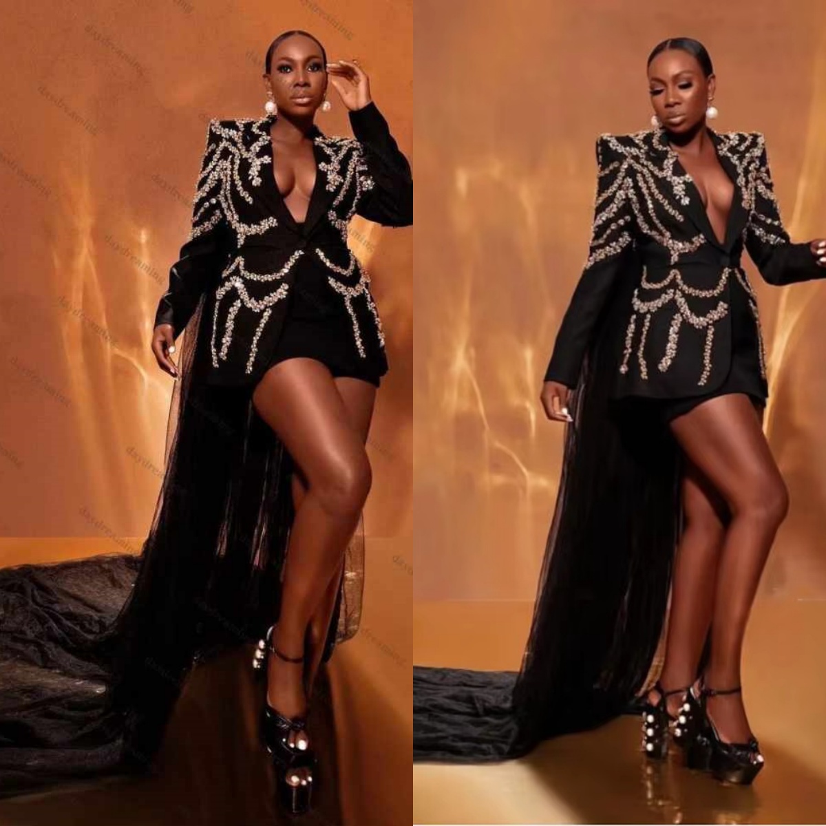 Unique Women Suits Appliques Sequins One Button Shawl Lapel Ladies Outfits 2 Pieces set Jacket Pants Mother Of The Bride Suit Prom Customized