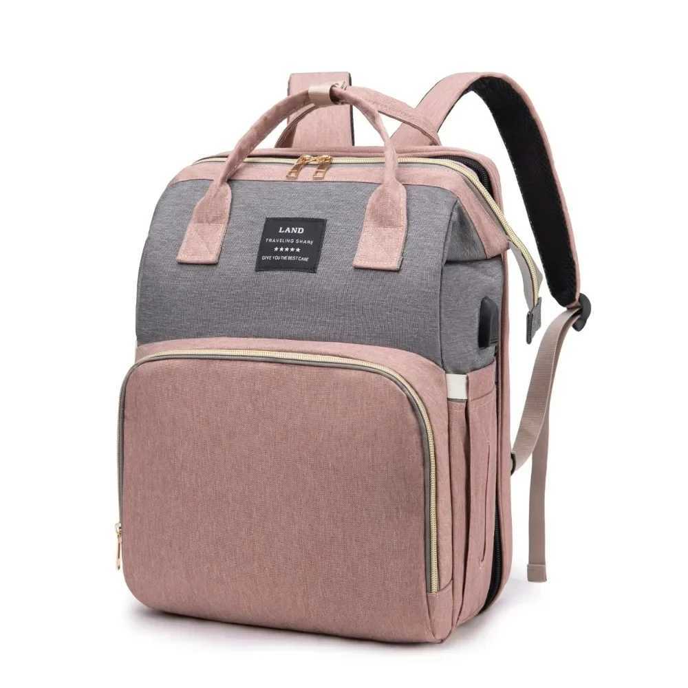 Foldable and Portable Mommy Backpack - with Crib Bed Straps Large Capacity Diaper Bag Maternity Bag for Baby New Baby EquipmentC250326