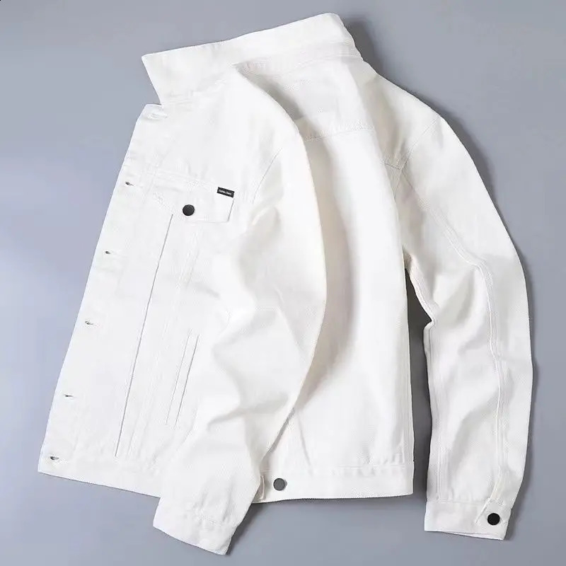 Casual Denim Coat Mens and Womens Spring Autumn Models Clothing 2024 Simple White Lapel Jacket Trendy Top 250110Z