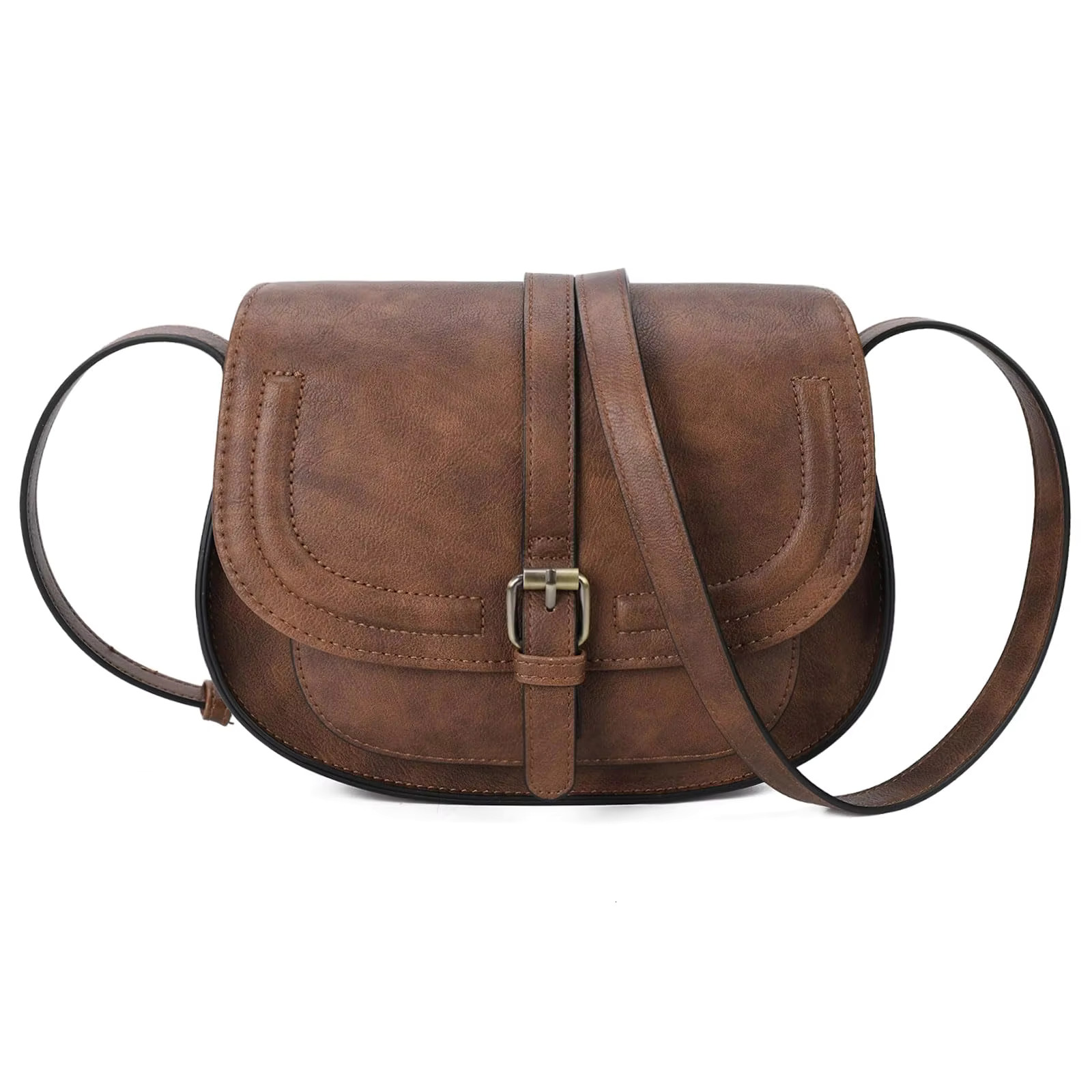 AFKOMST Crossbody For Women Small Satchel And Shoulder Bag Vintage Saddle Handbags Vegan Leather Ct20154e PU BagVoyage