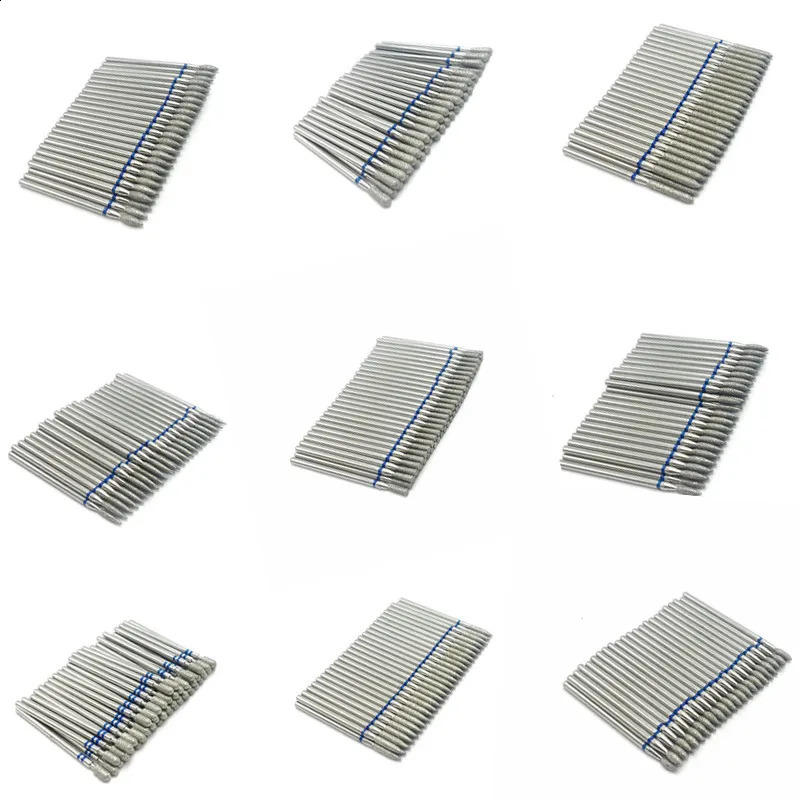 50 pcs/set drill bit set for nails Cutter Dental Diamond Grinding Polish Burs Dental Lab Polisher 2.35mm Shank Nail Tools 250122