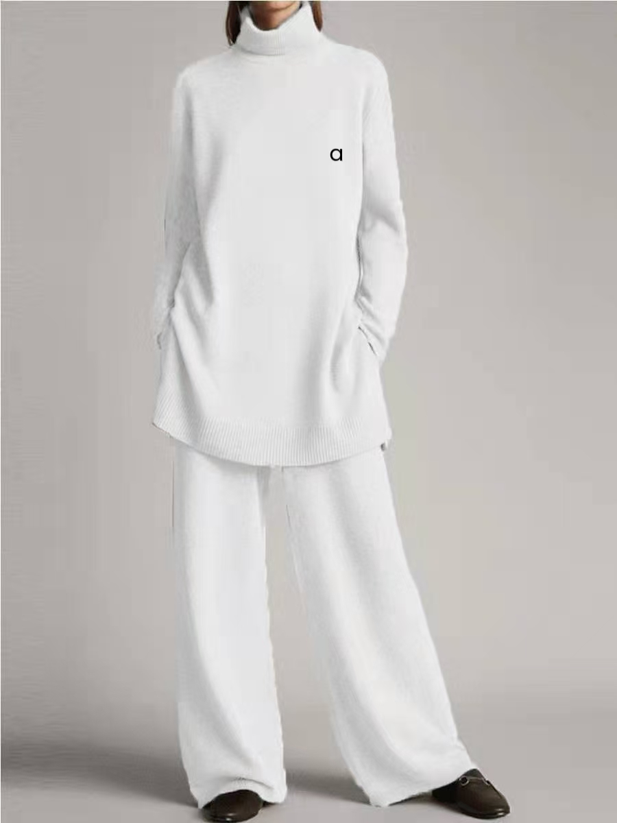 2025-- Women Yoga Two Piece Sets Suit Knit High Neck Loose casual Coat Casual Gym Suits Workout Tracksuits