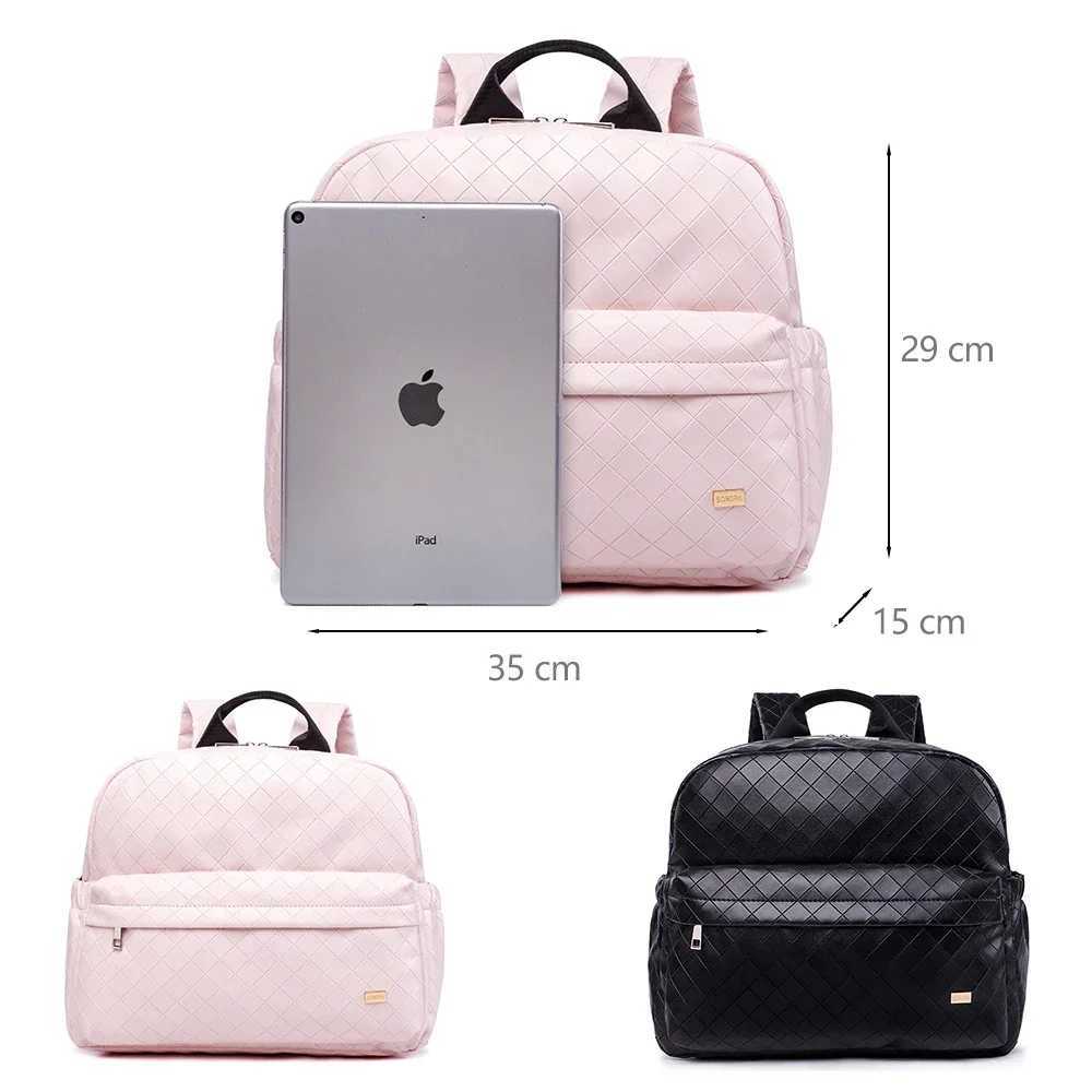 Soboba Waterproof Plaid Pink Diaper Backpack for Moms with Large Capacity and Well-Organized Space Nappy Changing BagC250326