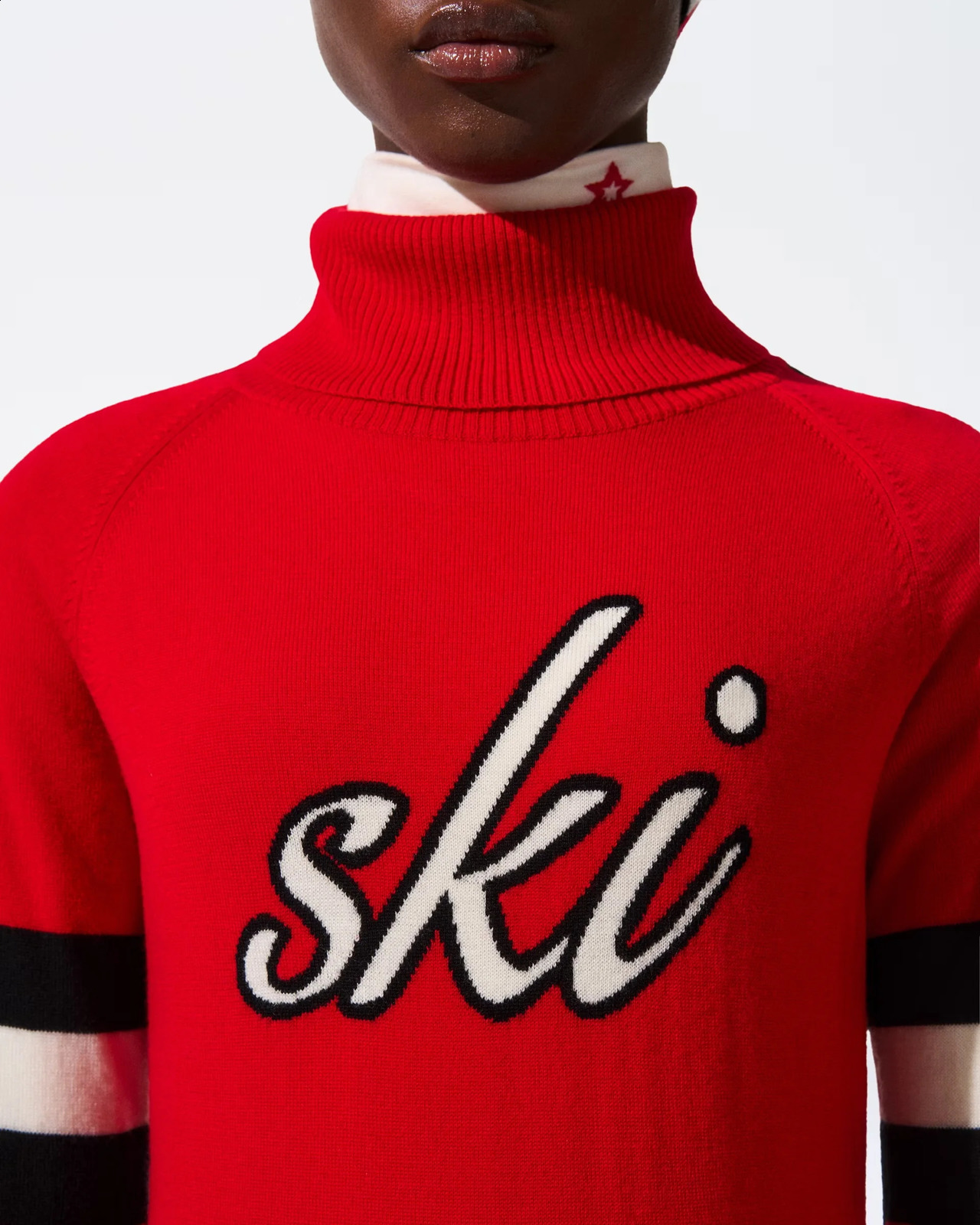 Harajuku Evening Party AutumnWinter Jacquard Knitted Letter Stripe Fashion High Collar Slimming Womens Sweater 250113