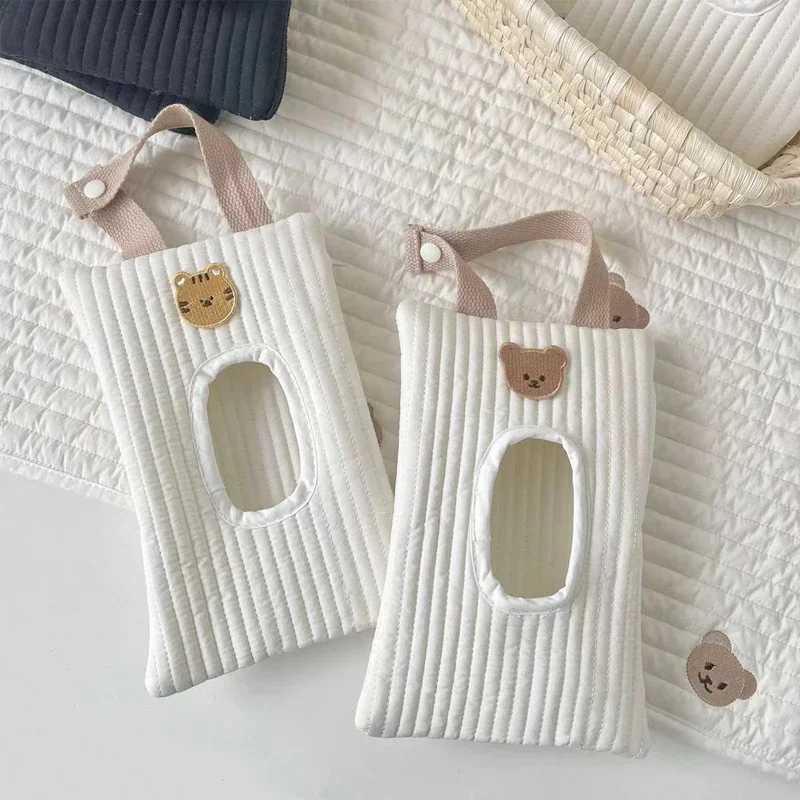 Cartoon Cute Bear Tissue Box Travel Car Portable Handheld Storage Bag Towel Cover Newborn Hanging Bag For Cart AccessoriesC250326