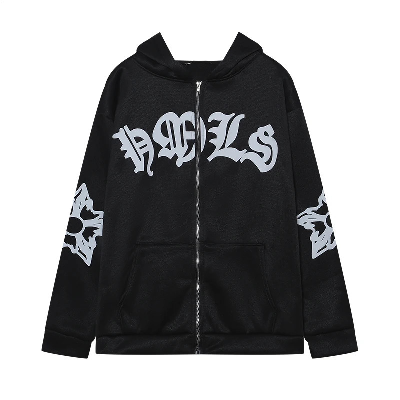 Womens Street Hoodie Foam Zipper European and American Hoodie 250117