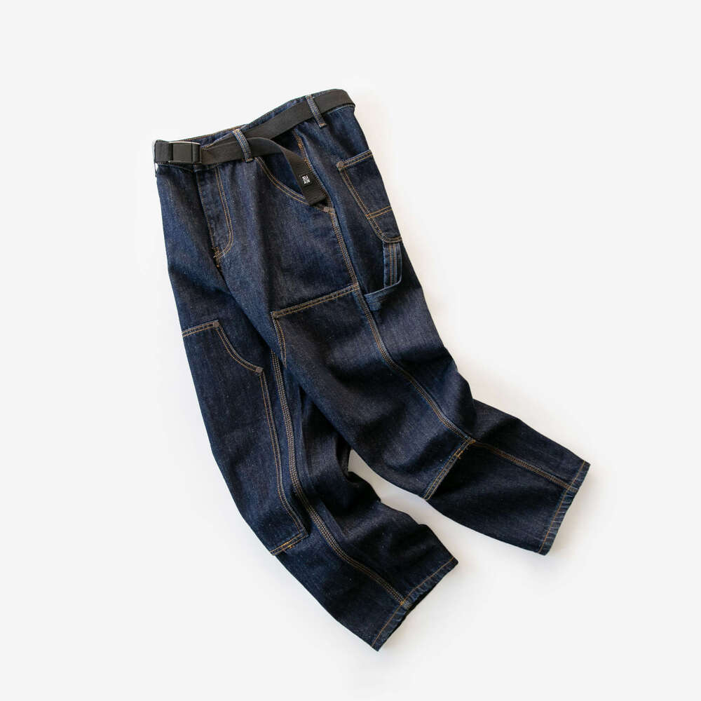 Spring Washed Light Blue Jeans Outdoor Climbing Trekking Trousers Camping Combat Neutral Loose Straight Overalls Wide Leg Pants