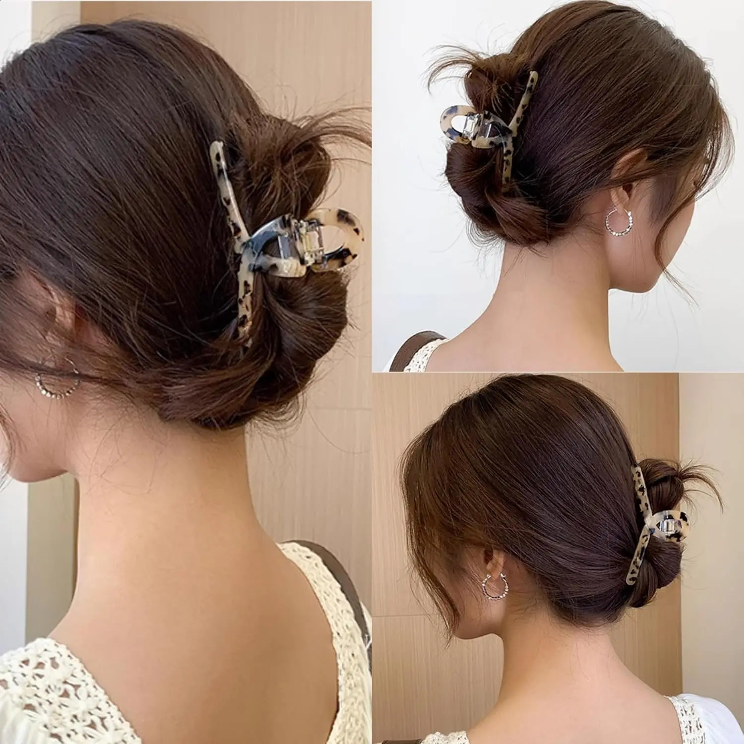 3 Pcs Hair Clips Tortoiseshell Claw Cellulose Acetate Jaw Clip Celluloid French n 4.2 Hair Barrettes Grip Leopard Print C 250120