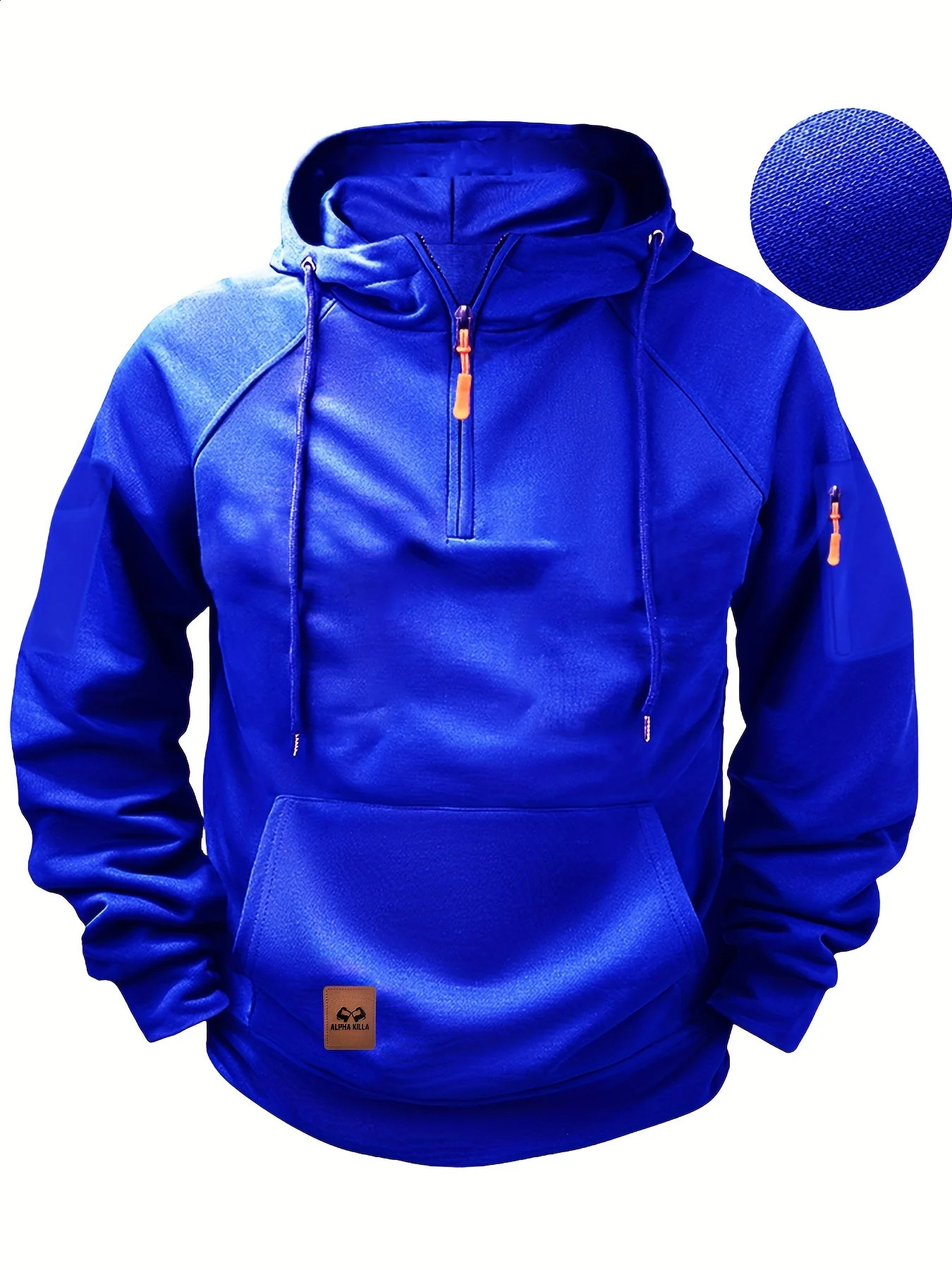 Multi Pocket Zipper Fleece Hooded Shoulder Drop Casual Sweatshirt Men Women Plus Size Loose Pullover Fashion top 250122