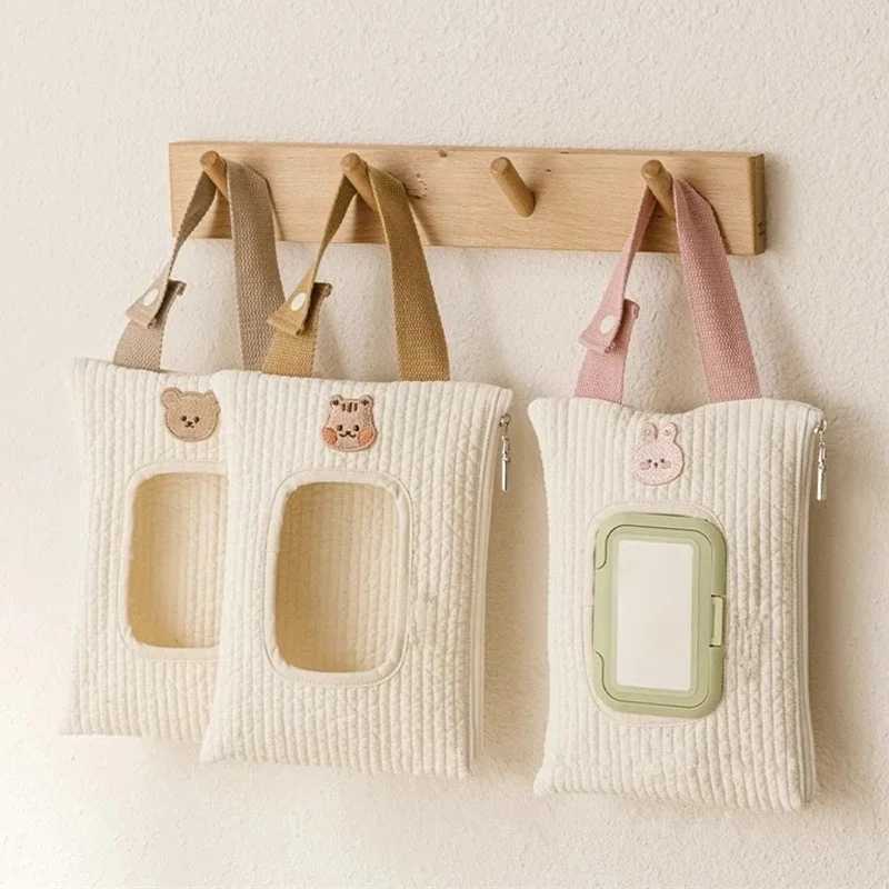 Cartoon Cute Bear Tissue Box Travel Car Portable Handheld Storage Bag Towel Cover Newborn Hanging Bag For Cart AccessoriesC250326