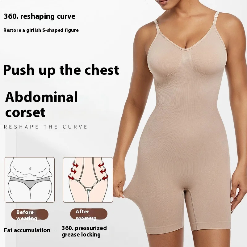 One Piece Women Bodysuit Butt Lifter Shapewear Waist Trainer Body Shaper Strappy-Back Chest Enhancing Underwear Corset Women 250120