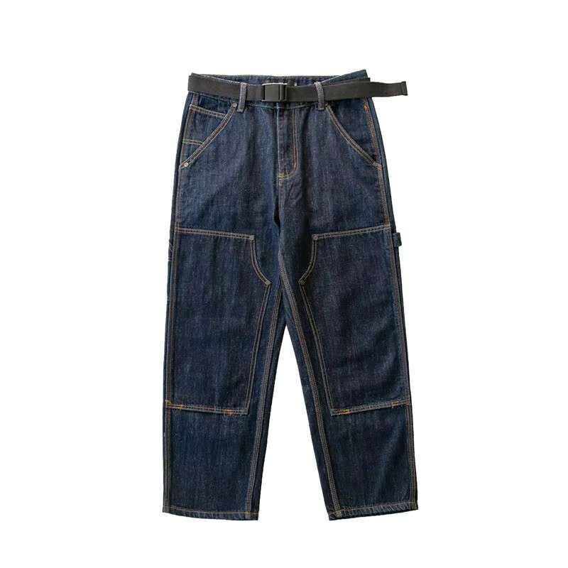 Spring Washed Light Blue Jeans Outdoor Climbing Trekking Trousers Camping Combat Neutral Loose Straight Overalls Wide Leg Pants