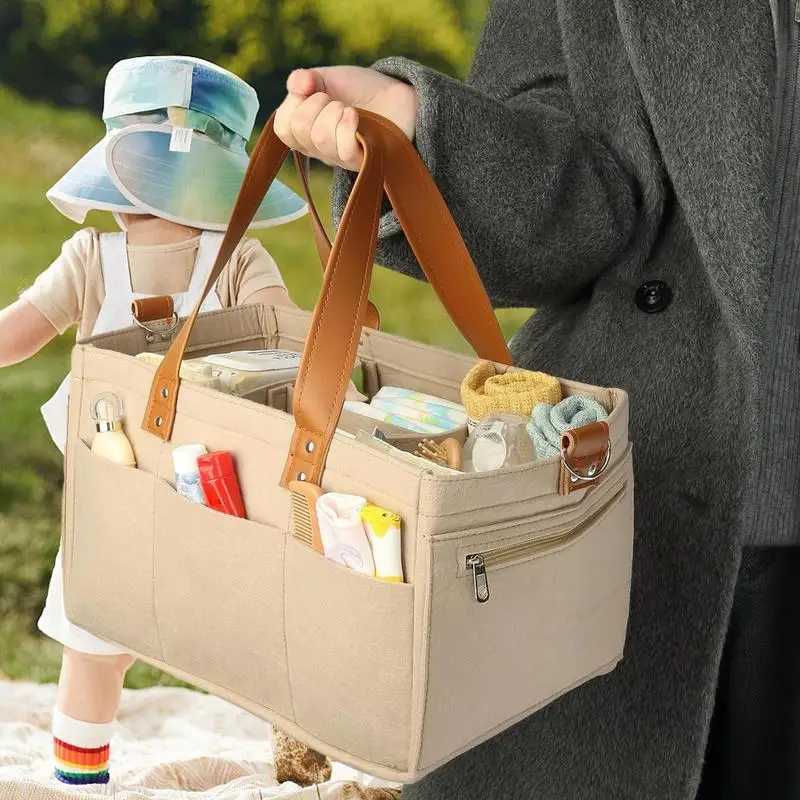 Diaper Organizer Felt Large Capacity Baby Travel Storage Bag Car And Nursery Organizer Travel Diaper Organizer Basket DiaperC250326
