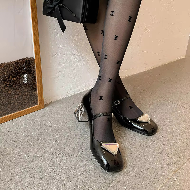 KHOU Fashion Pumps New High Quality Round Toe Shallow Mouth Crystal Buckle Middle Leather Shoes Open Heel Sandals