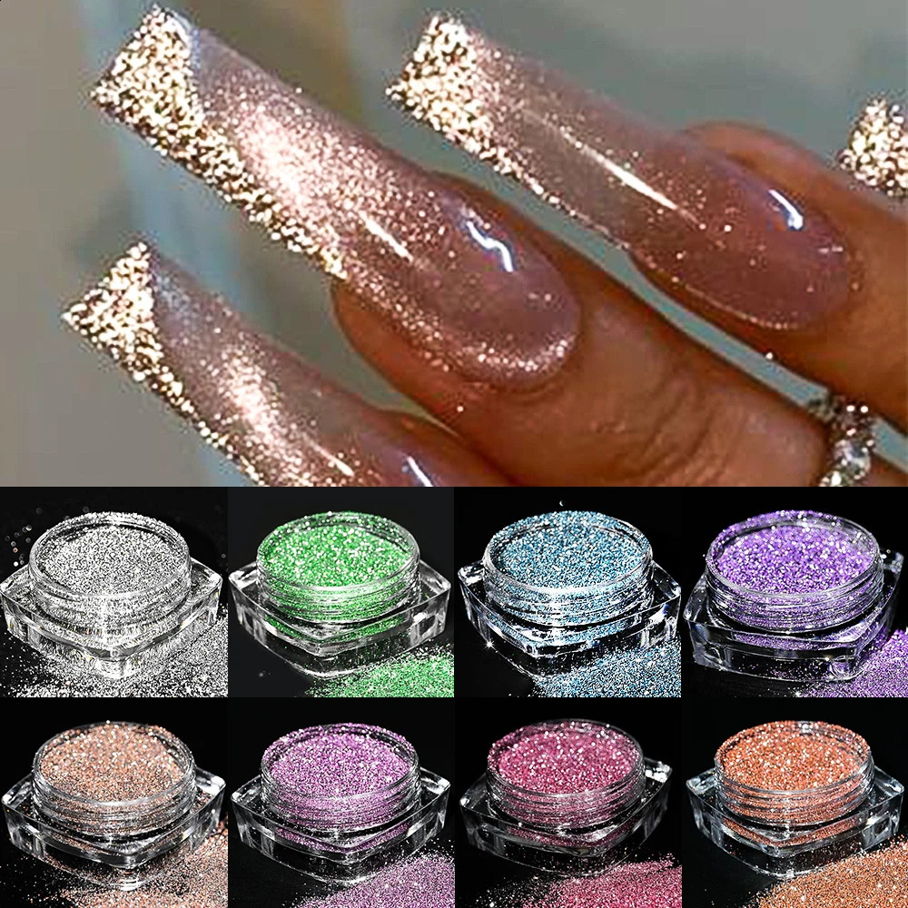 8Pack Nail Art Glitter Powder Set Holographic Laser Sparkle Dust Chromatic Reflective Effect For Manicure Flake DIY n 250115