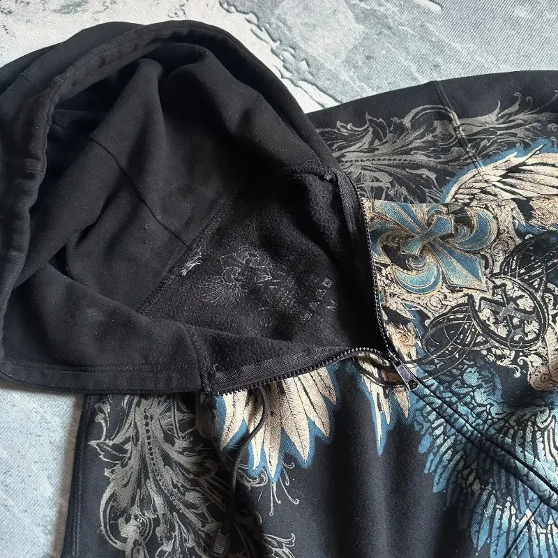 American Fashion Letter Geometry Oversized Printed Zipper Hoodie Ladies Y2K Retro Harajuku Hip-hop Casual Couple Sweatshirt 250117