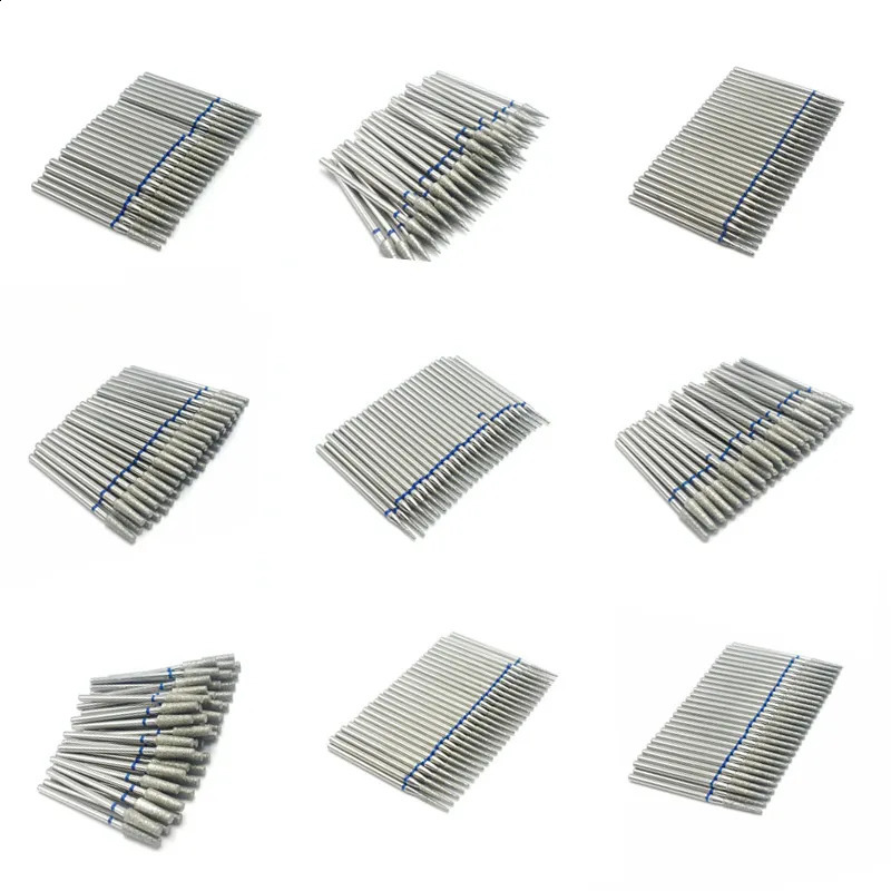 50 pcs/set drill bit set for nails Cutter Dental Diamond Grinding Polish Burs Dental Lab Polisher 2.35mm Shank Nail Tools 250122