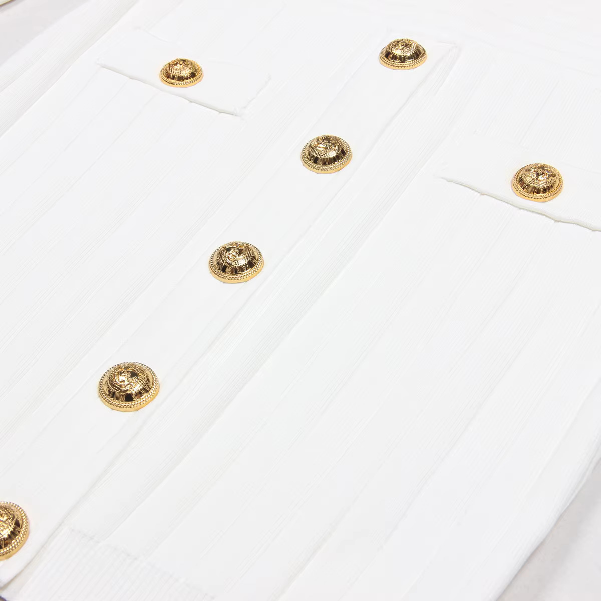 Spring And Autumn New Solid Color Stripe V-Neck Gold Button Long Sleeve Slimming Short Style Casual Commuter Women's Dress