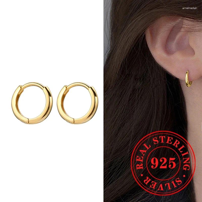 Hoop Earrings Huitan Minimalist Glossy 925 Sterling Silver For Women Mini Trendy Office Daily Accessories Chic Party Jewelry