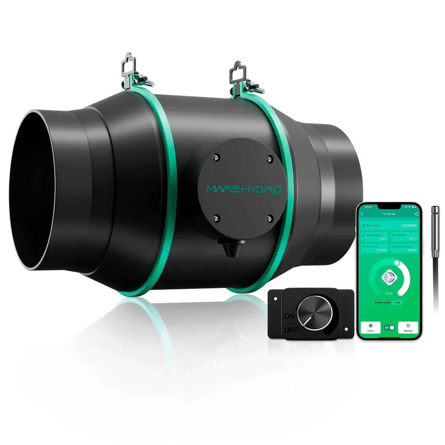 Mars Hydro 4 6 Ifresh Smart Inline Ducting Fan Ventilation Fan with Variable Speed Controller for Grow Tent Quiet AC-motor X250205