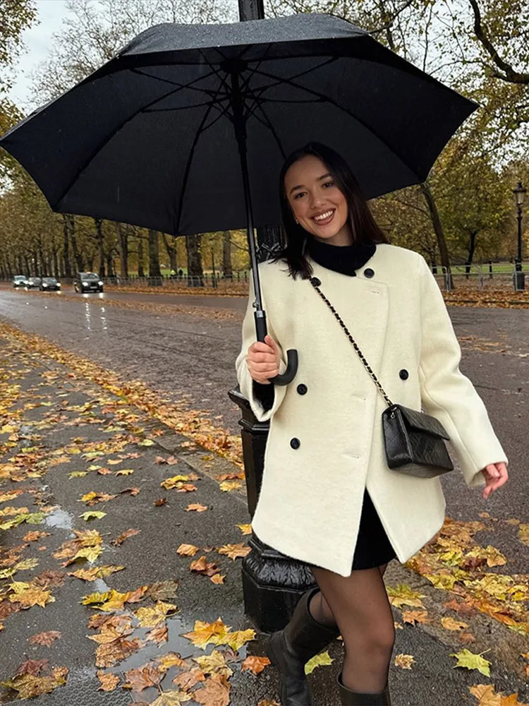 Elegant Single Breasted Overcoat Solid Oneck Full Sleeve Female Coats 2025 Spring Autumn Fashion Lady Streetwears 250110Z