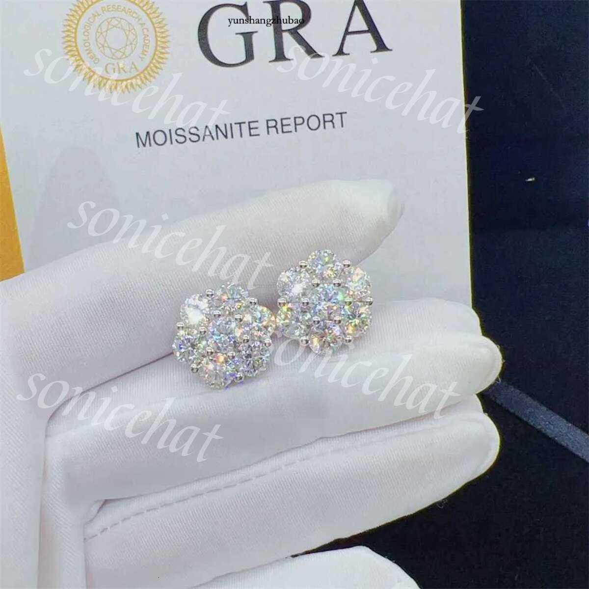 Zuanfa Top Selg Pass Dia Tester Fine Jewelry Sier 8mm 12mm wer Vvs Moissanite Stud Earrings