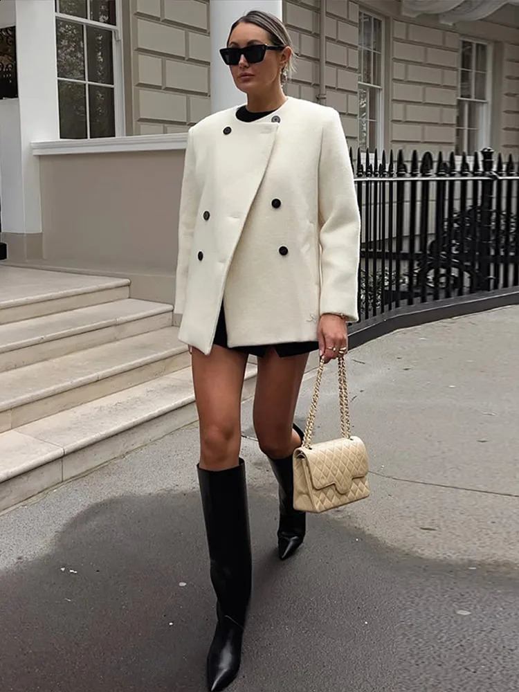 Elegant Single Breasted Overcoat Solid Oneck Full Sleeve Female Coats 2025 Spring Autumn Fashion Lady Streetwears 250110Z