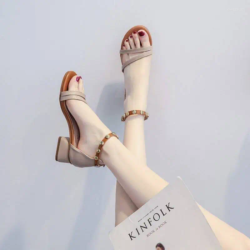 Sandals Designer Heel Shoes For Women Wedges Elegant Rivet Summer Sexy 2025 Gladiator Sandal Woman Vwifw Gray 35-40 hurenlakeshoes