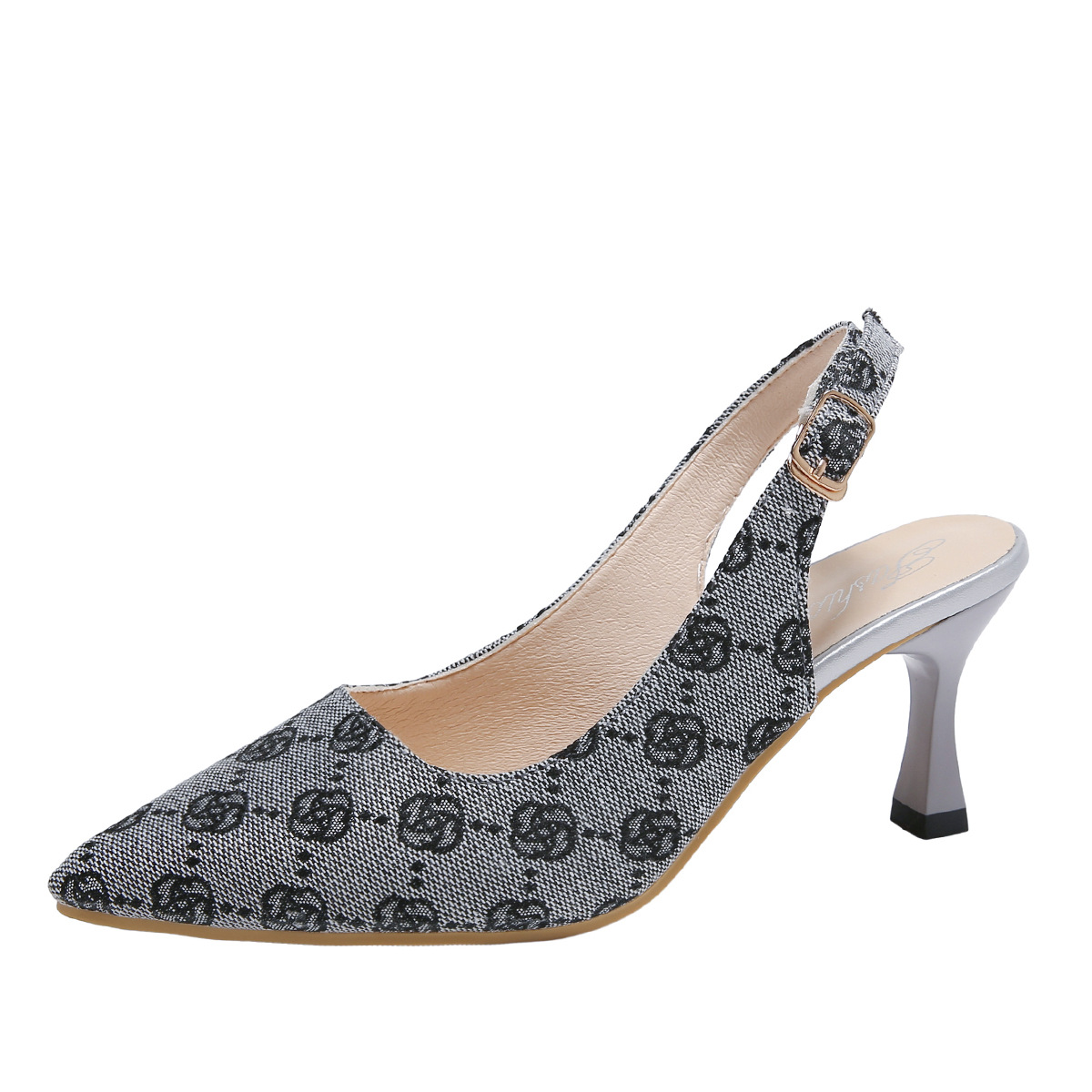 High heels women 2025 summer new baotou pointed foot set sexy metal decorative lady shoes fashion