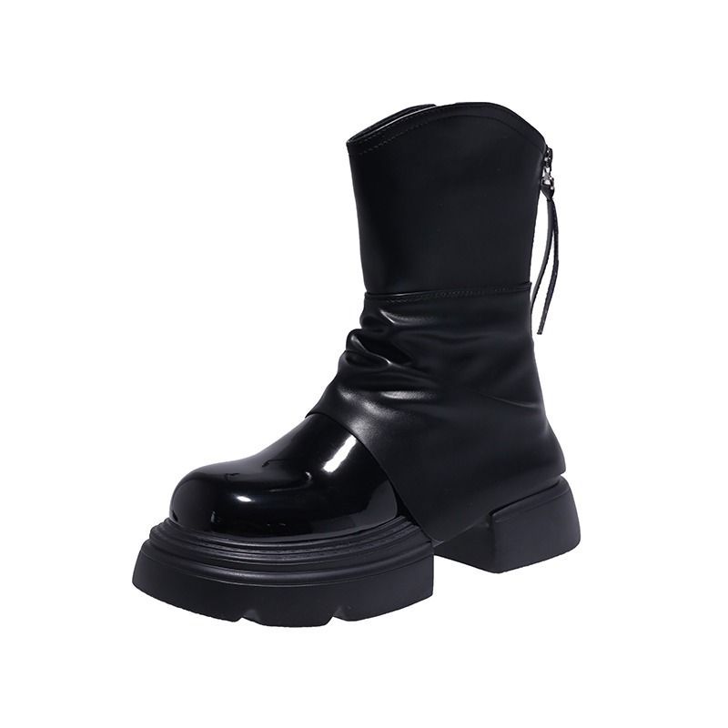 Women Boots Fashion Thick Sole Chunky Sole Simple Design Solid Color Triple Black White Free shipping