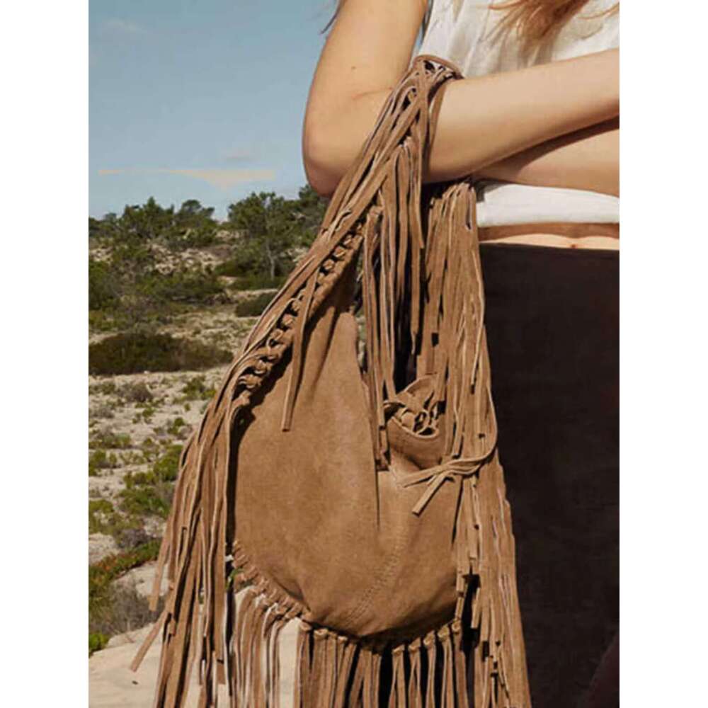 Women Suede Shoulder Stylish Crossbody Large Capacity Casual Tote Purse Solid Color Adjustable Strap Vintage Satchel Bag