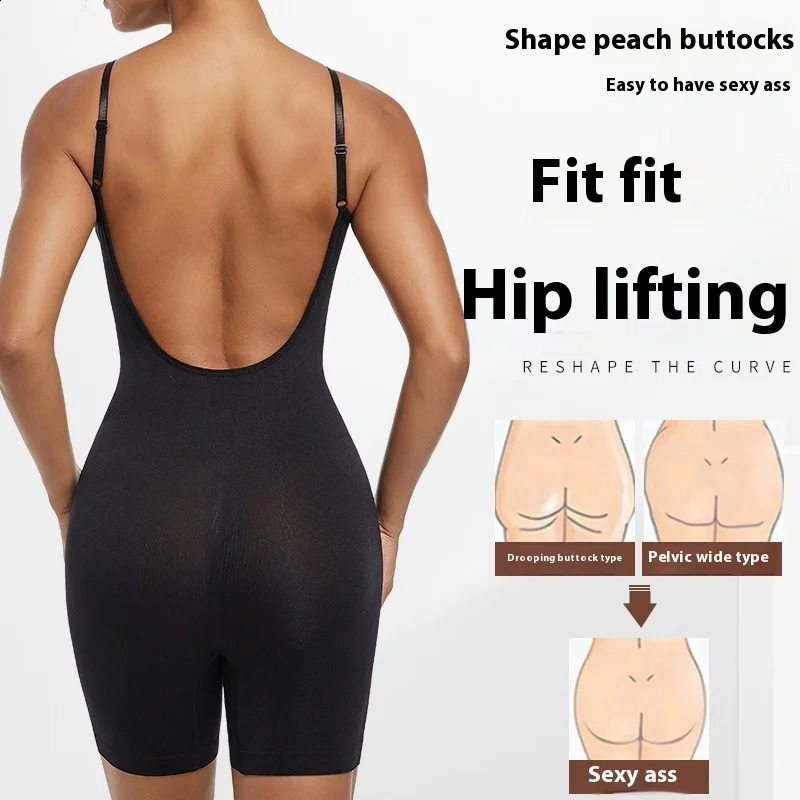 One Piece Women Bodysuit Butt Lifter Shapewear Waist Trainer Body Shaper Strappy-Back Chest Enhancing Underwear Corset Women 250120