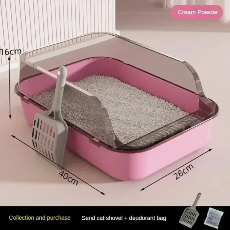 Open Cat Litter Box Thickening Kitty Sandbox Semi-enclosed High Side Splashproof Pet Bedpans with Litter Scoop Cat Supplies 250120