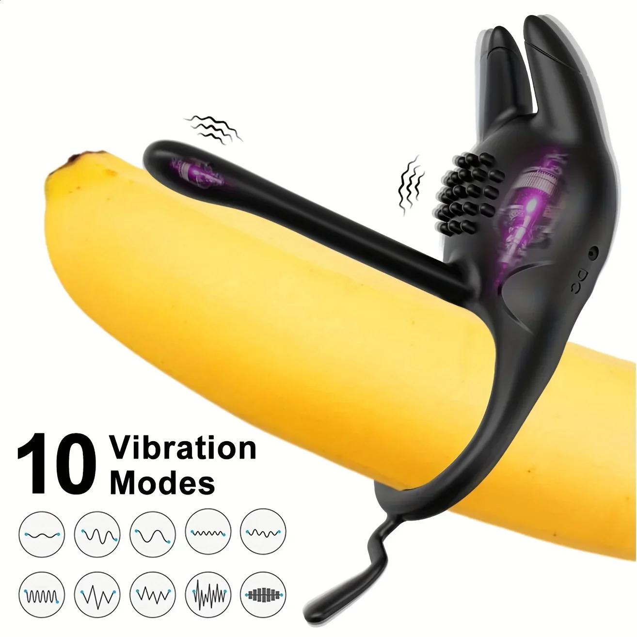 Vibrating Penis Ring Sex Toys 2 in 1 Cock with 10 Vibration Silicone Adult for Couples Vibrator 250121