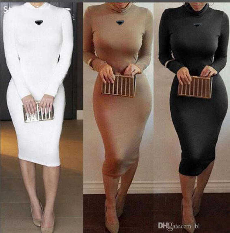 Basic & Casual Dresses Designer Steckshion Dress Winter Soft Cotton Stretch Black Party Plus Size Skinny Sexy Club Wear Gorgeous Warm Maxi Bandage Bodycon ITHB