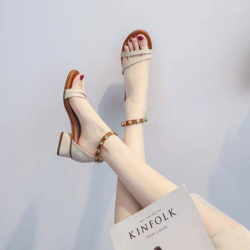 Sandals Designer Heel Shoes For Women Wedges Elegant Rivet Summer Sexy 2025 Gladiator Sandal Woman Vwifw Gray 35-40 hurenlakeshoes