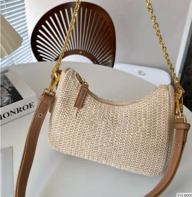 Designer Shoulder Bag Womens mens straw bags armpit bags Crossbody half moon bags Luxurys purse handbag real Leather tote clutch underarm Bag strap