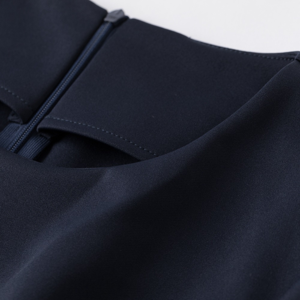 S1240 autumn and winter base knitted elastic mid-length long-sleeved navy blue large size professional hip-wrapped professional dress