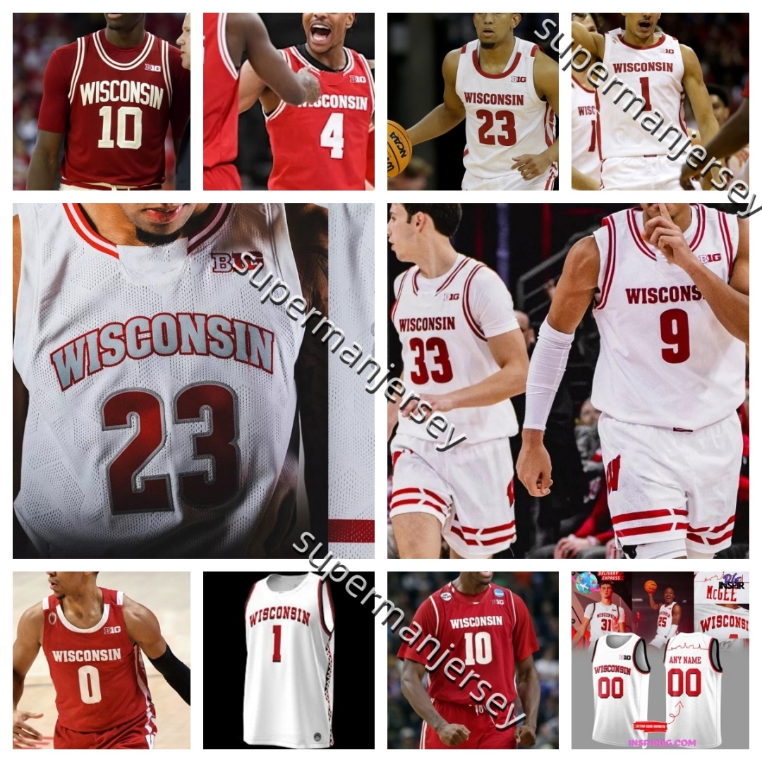 2025 NCAA Wisconsin Badgers Basketball College basketball jersey s-3xl Xavier Amos 13 John Blackwell 25 Steven Crowl 22 Daniel Freitag 5 Isaac Gard 15 Carter Gilmore 7