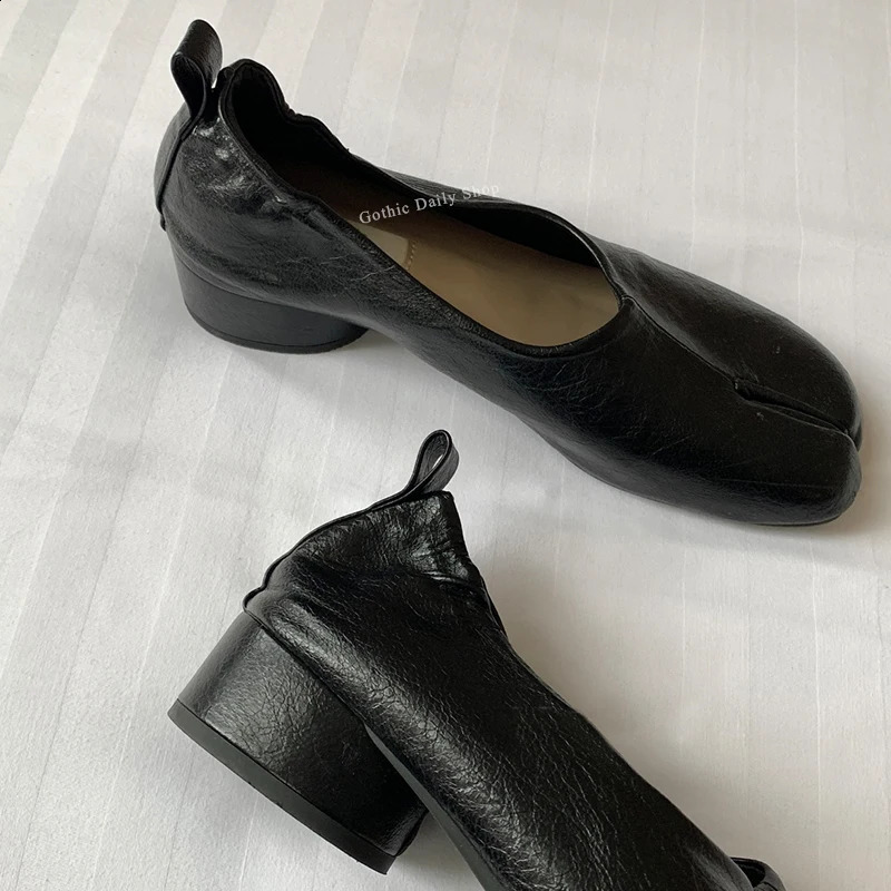 Women Mary Janes Split Toe Ballet Round Heel PU Leather Pumps Ballerinas Mujer Raboesy Shoes Tabi 250209