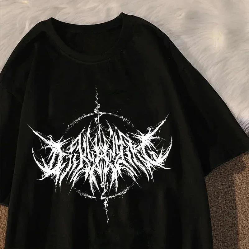 Mens Women T-shirt 90s Vintage Hip Hop Streetwear Kawaii Fashion Casual Tops Mens T Shirt Lightning Letter Print Y2K Goth Punk 250118