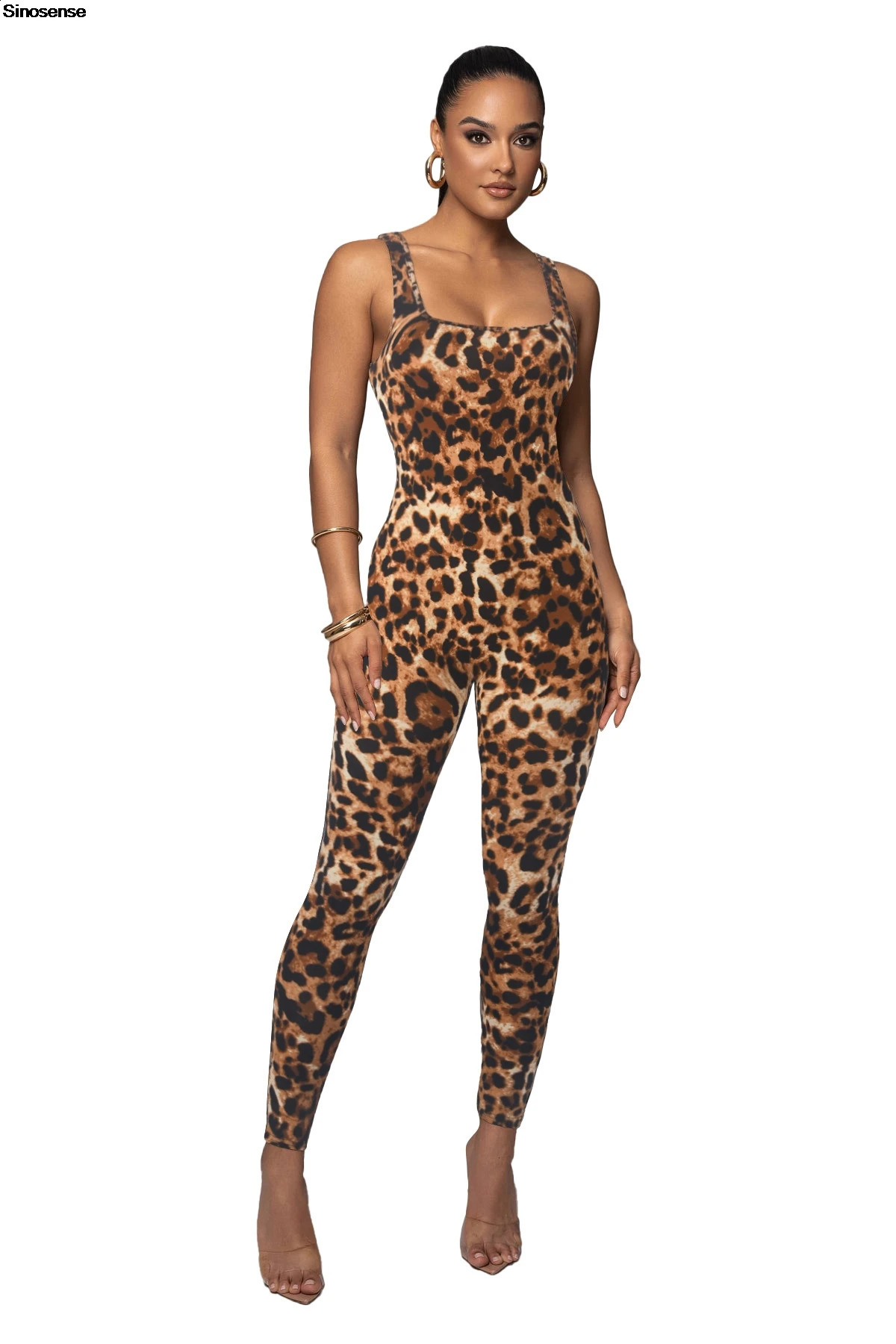 Women Leopard Print Jumpsuits Sexy Sleeveless Tank Bodycon Workout Sports Yoga Rompers Y2K Night Club Party Outfits 250115